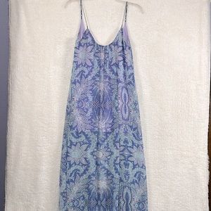 Show me your mumu, semi sheer trapeze sleeveless maxi dress, sz M
